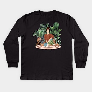 Plant lady, Girl with plants 2 Kids Long Sleeve T-Shirt